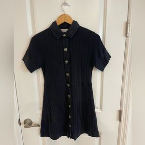 Free people cotton black dress with tortoise buttons.